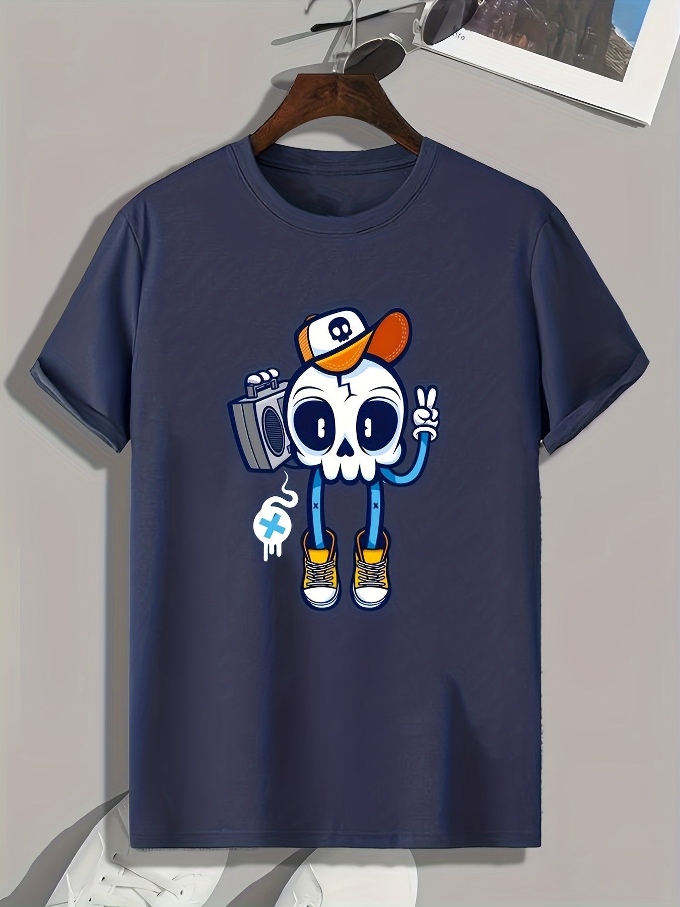 Skull Print Men's Graphic T-shirt Casual Comfy Tee