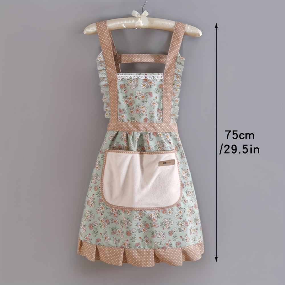 Canvas Floral Apron with Hood Waterproof Stain Resistant Workwear