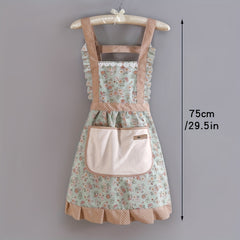 Canvas Floral Apron with Hood Waterproof Stain Resistant Workwear