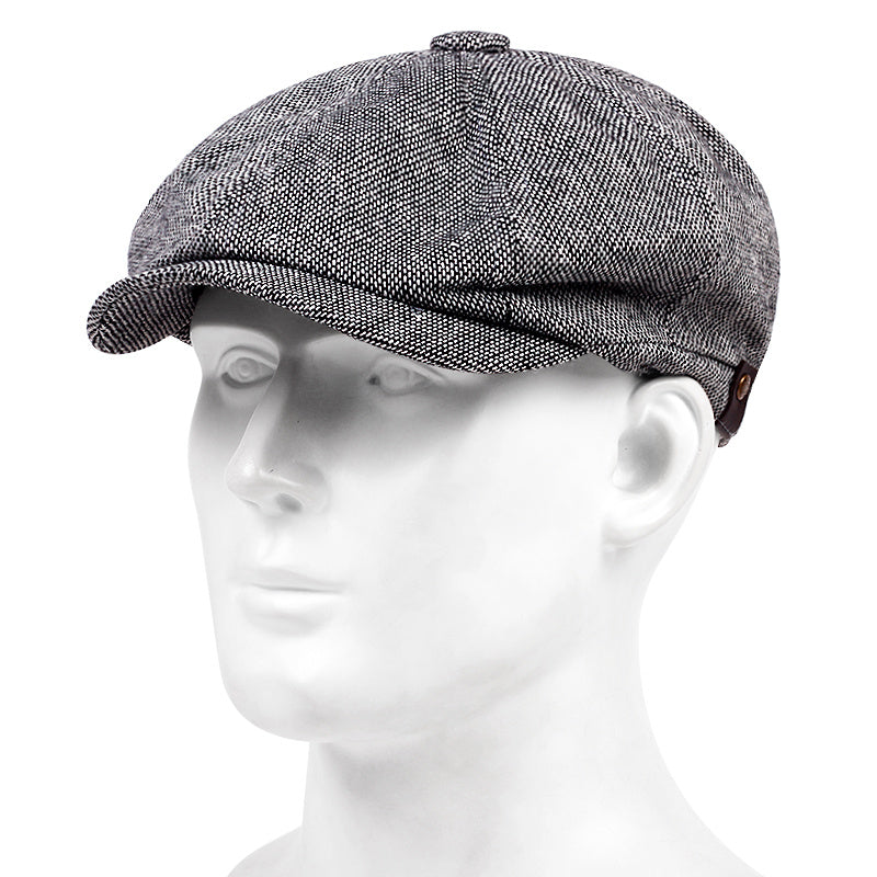 Men's Grain Plaid Vintage Beanie Beret