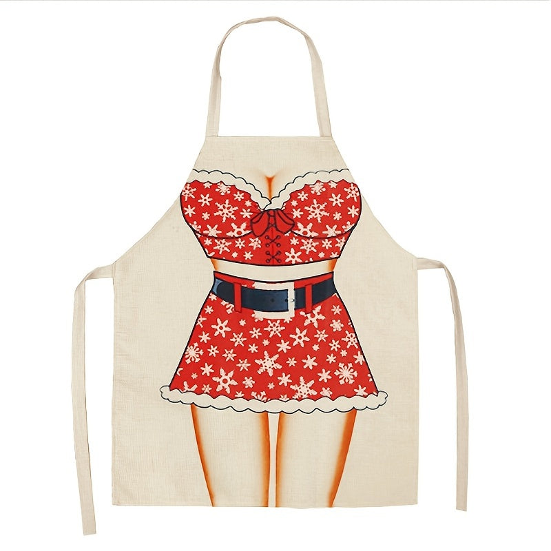 Linen Christmas Apron Unisex Adjustable Cooking Apron