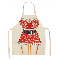 Linen Christmas Apron Unisex Adjustable Cooking Apron
