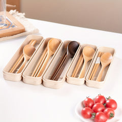 Portable Wooden Tableware Set with Storage Box