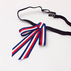 Striped Ribbon Red Bow Tie Bowknot Pre-tied Neckties for Women