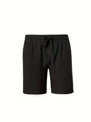 Men's Loose Solid Shorts With Pockets Active Breathable Drawstring Shorts