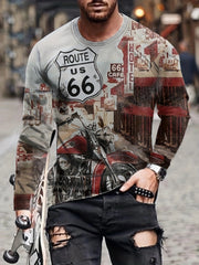ROUTE US 167 Motorcycle Print Men's Long Sleeve Tee