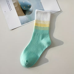 4 Pairs Ombre Crew Socks Soft & Comfy All match Socks Women's Stockings