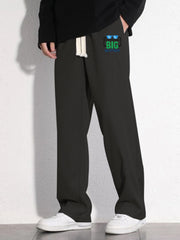 Men's Letter Print Mopping Pants Casual Loose Fit Eyeglasses Pattern Joggers