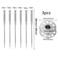 60pcs Sewing Machine Needles & Bobbins for Singer Brother