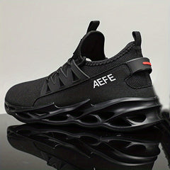 Men's Solid Outdoor Sneakers Shock Absorption Comfy Lace Up Shoes
