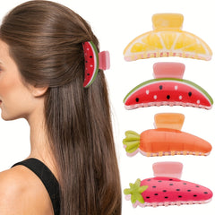 Fruit Vegetable Series Hair Claw - Strawberry Carrot Watermelon - Large Claw
