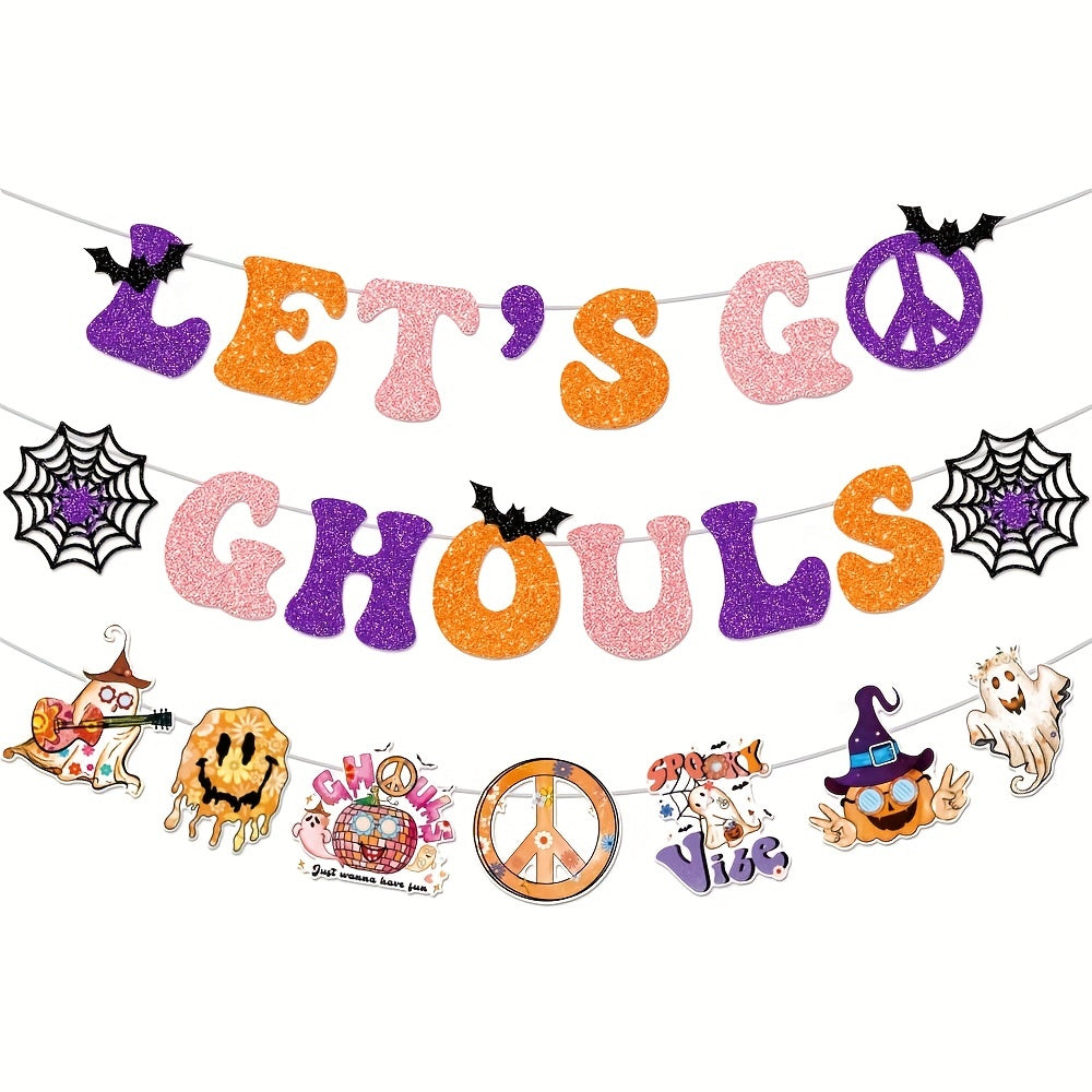 Hippie Theme Ghost Halloween Party Banner