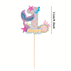 Mermaid Glitter Number Cake Topper 0-9 Birthday Party Decoration