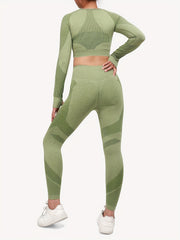 Yoga Workout Set Crop Top & High Waist Leggings Women's Activewear