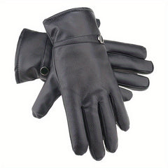 Winter Thickened Riding Gloves Warm Touch Screen Leather Gloves