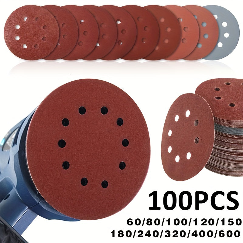 20pcs 5" 8 Hole Sanding Discs Set with 10 Grades for Random Orbital Sander