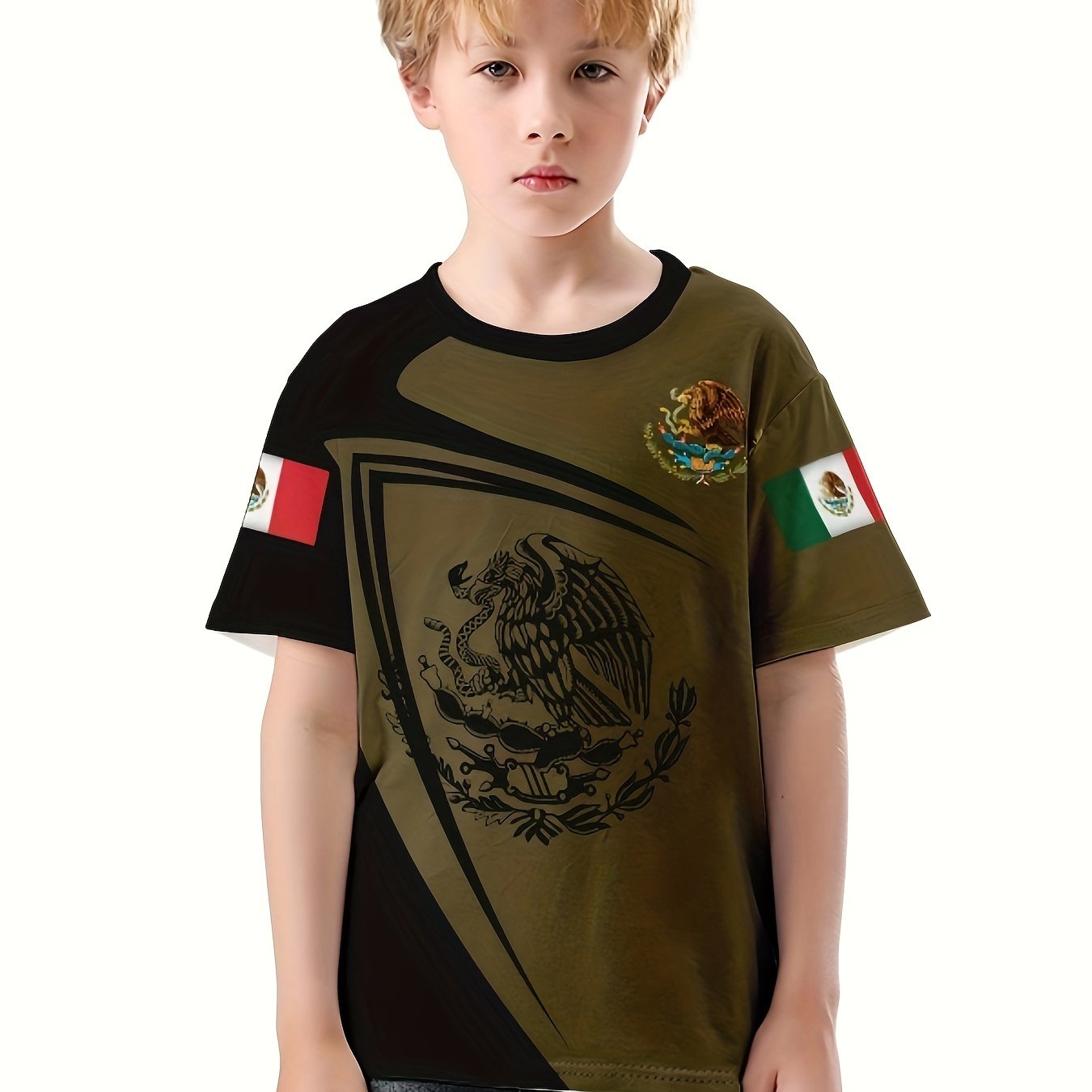 Eagle 3D Print Block T Shirt For Kids