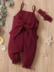 2pcs Baby Girls Sleeveless Romper & Headband Set