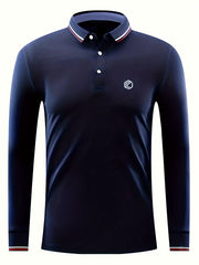Symbol Print Men's Casual Long Sleeve Polo Shirt