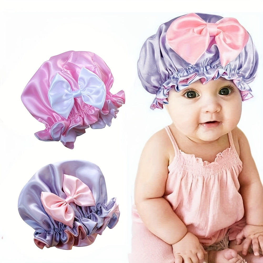 Girls Bow Sleep Bonnet Hat for Long Hair