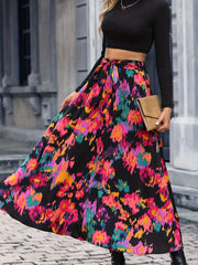 Floral Print Belted Skirt for Women