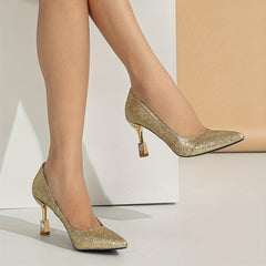 Glitter Sequins Stiletto Heels Point Toe Dress Pumps