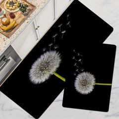 Dandelion Pattern Washable Rug for Kitchen/Dining Room, Rectangular Carpet