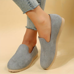 Women's Solid Flat Loafers Slip On Round Toe Soft Casual Shoes