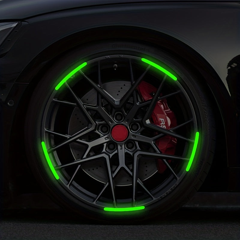 20pcs Wheel Luminous Reflective Stickers Fluorescent Green Stripes