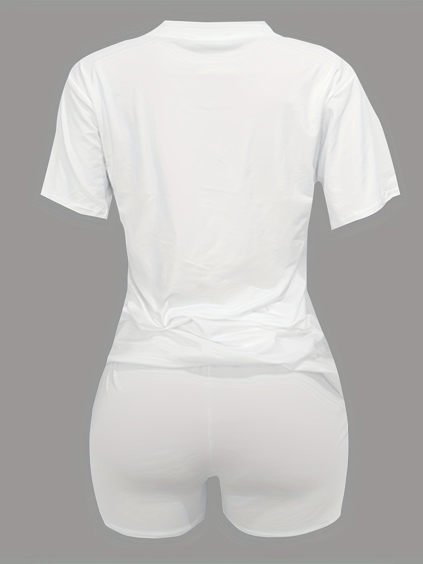 Letter Print Tee & Slim Shorts Set Casual Spring & Summer Outfit