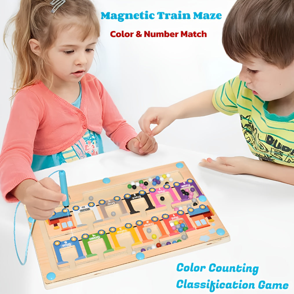 Wooden Magnetic Number Maze Train Toy