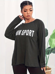 Women's Letter Print Long Sleeve Yoga T shirt