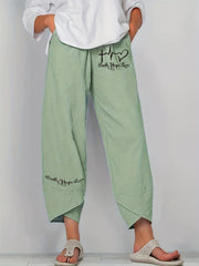 Graphic Print Elastic Waist Pants for Women