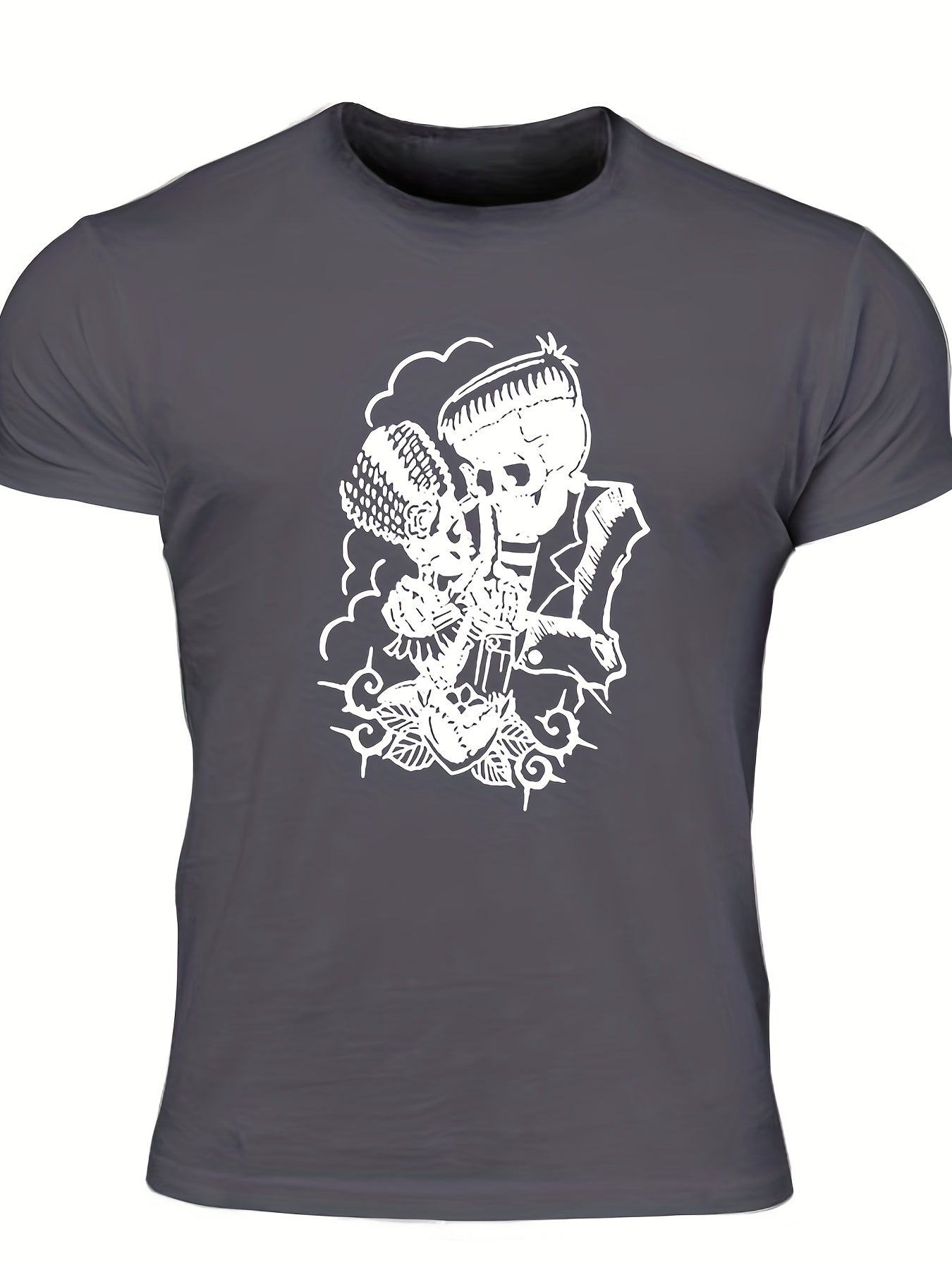 Men's Vintage Skeleton Graphic T shirt Casual Comfy Crew Neck Tee