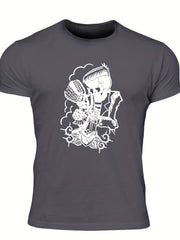 Men's Vintage Skeleton Graphic T shirt Casual Comfy Crew Neck Tee