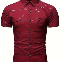 Stripe Print Men's Casual Short Sleeve Shirt