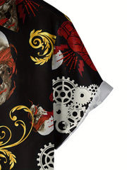 Men's Top Gear & Skull Print Hawaiian Shirt