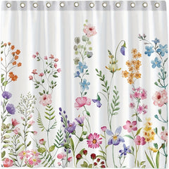 Watercolor Flower Shower Curtain 182x182cm with Hooks