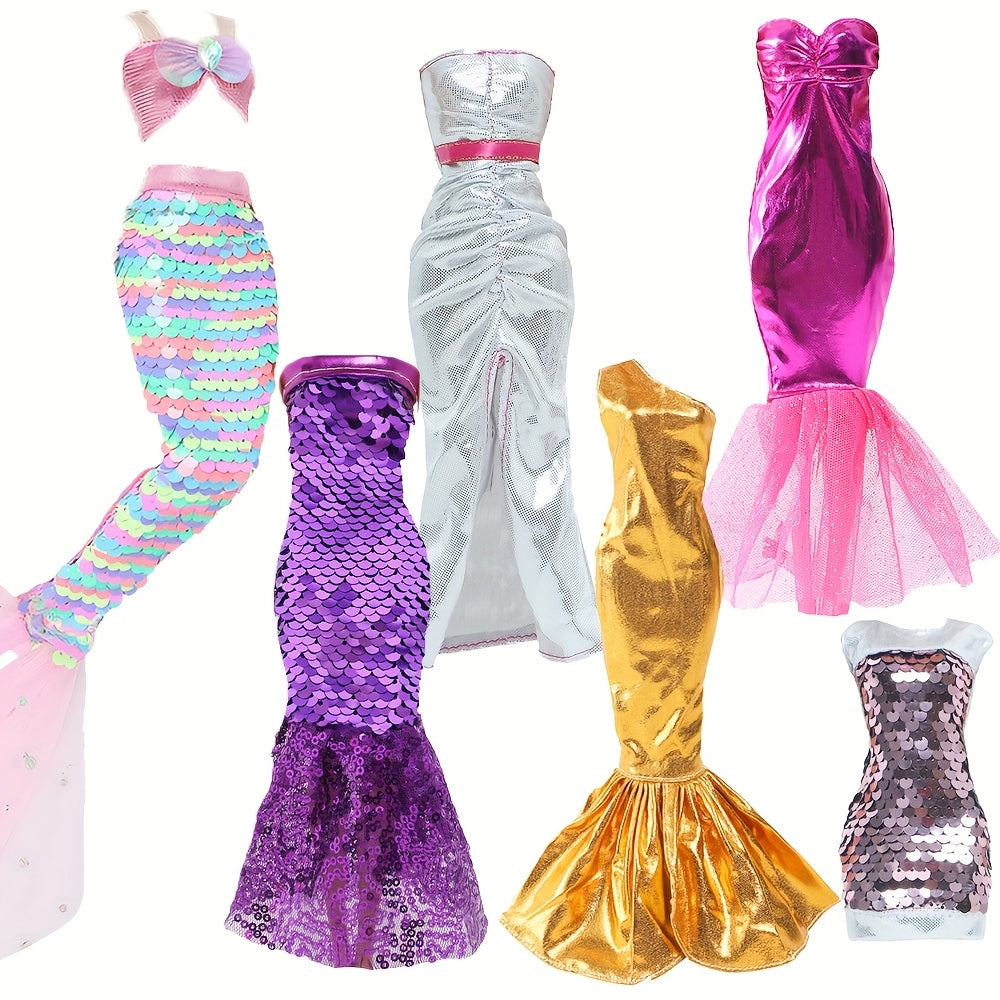 6-Piece Sequin Dress Suit for Doll - Dreamy Fairy Tale Princess Outfit