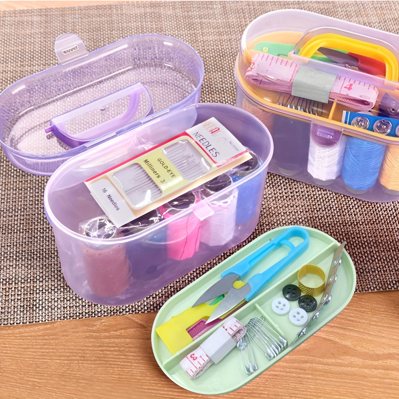 46pc Portable Sewing Kit with Case, Multifunctional Needle and Thread Set