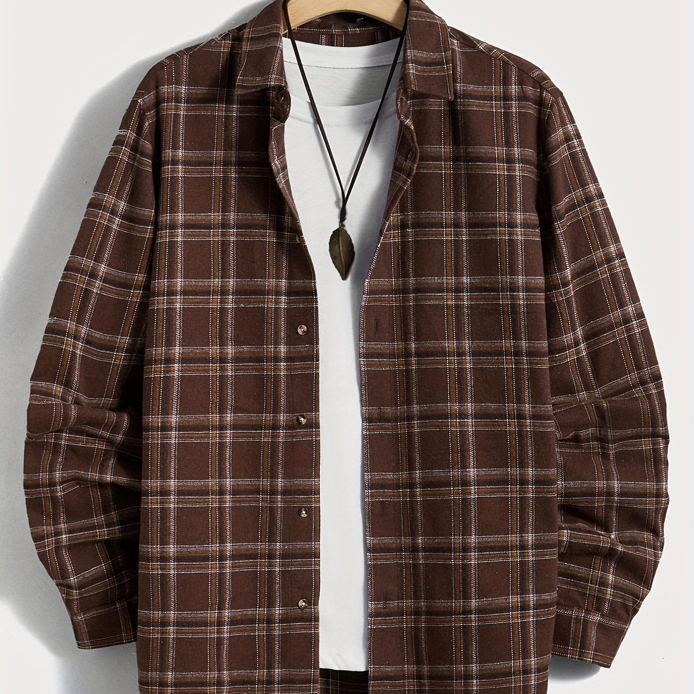 Men's Casual Plaid Shirt Outdoor Long Sleeve Lapel Stylish Comfort