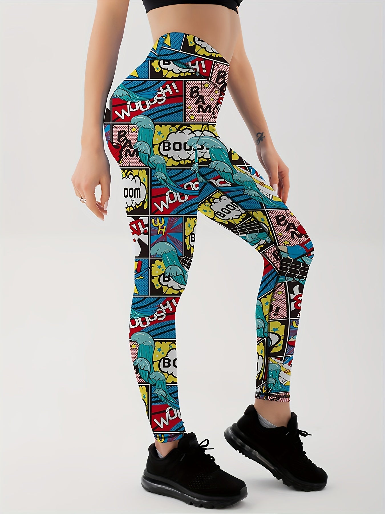 Cartoon Print Yoga Leggings High Waist Fitness Pants Women's Activewear