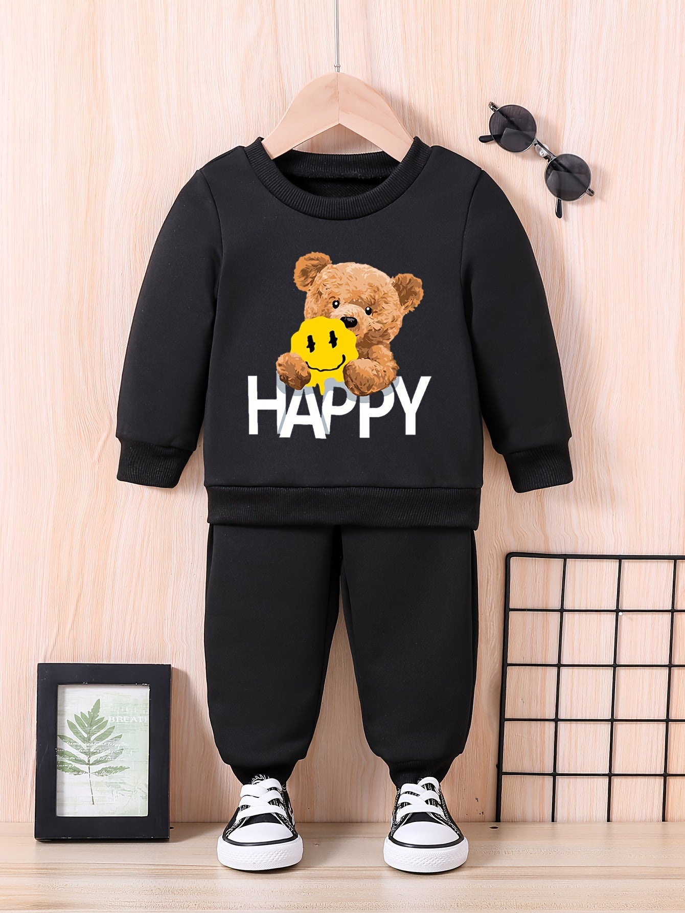 Happy Smile Bear Baby Sweatshirt Trousers Set