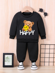 Happy Smile Bear Baby Sweatshirt Trousers Set