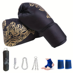 Adult Boxing Gloves & Oxford Cloth Sandbag Ankle Knee Pad Set