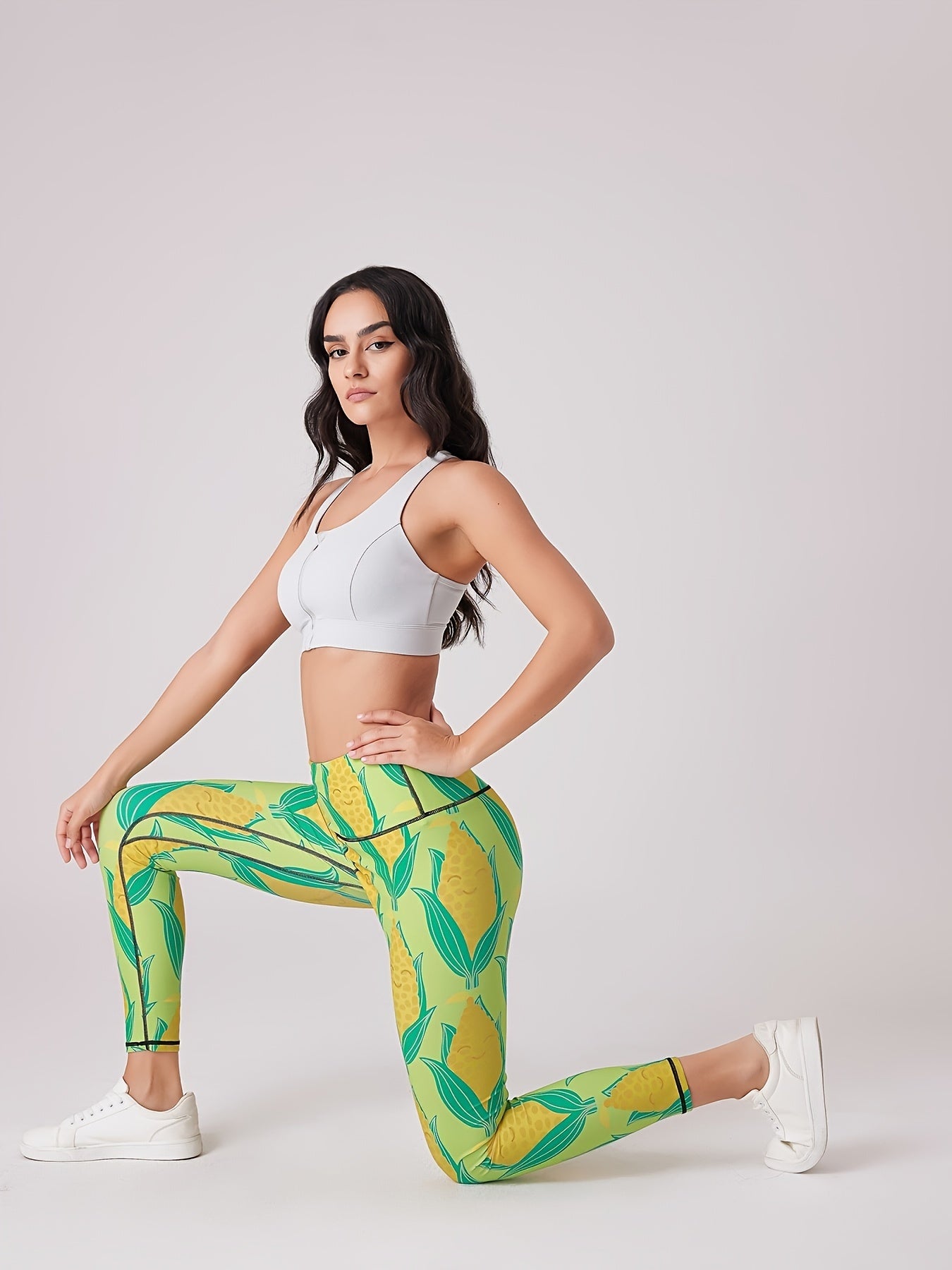 Corn Print High Waist Yoga Leggings Quick Drying Cropped Pants
