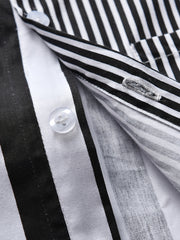 Toddler Boys Striped Graphic Button Pocket Casual Short Sleeve Spliced Shirt Top