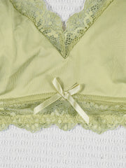 Plus Size Satin Lace Wireless Bralette