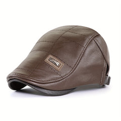 Men's Vintage PU Leather Newsboy Cap for Driving