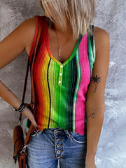 Floral Print V Neck Tank Top Casual Sleeveless Tank Top